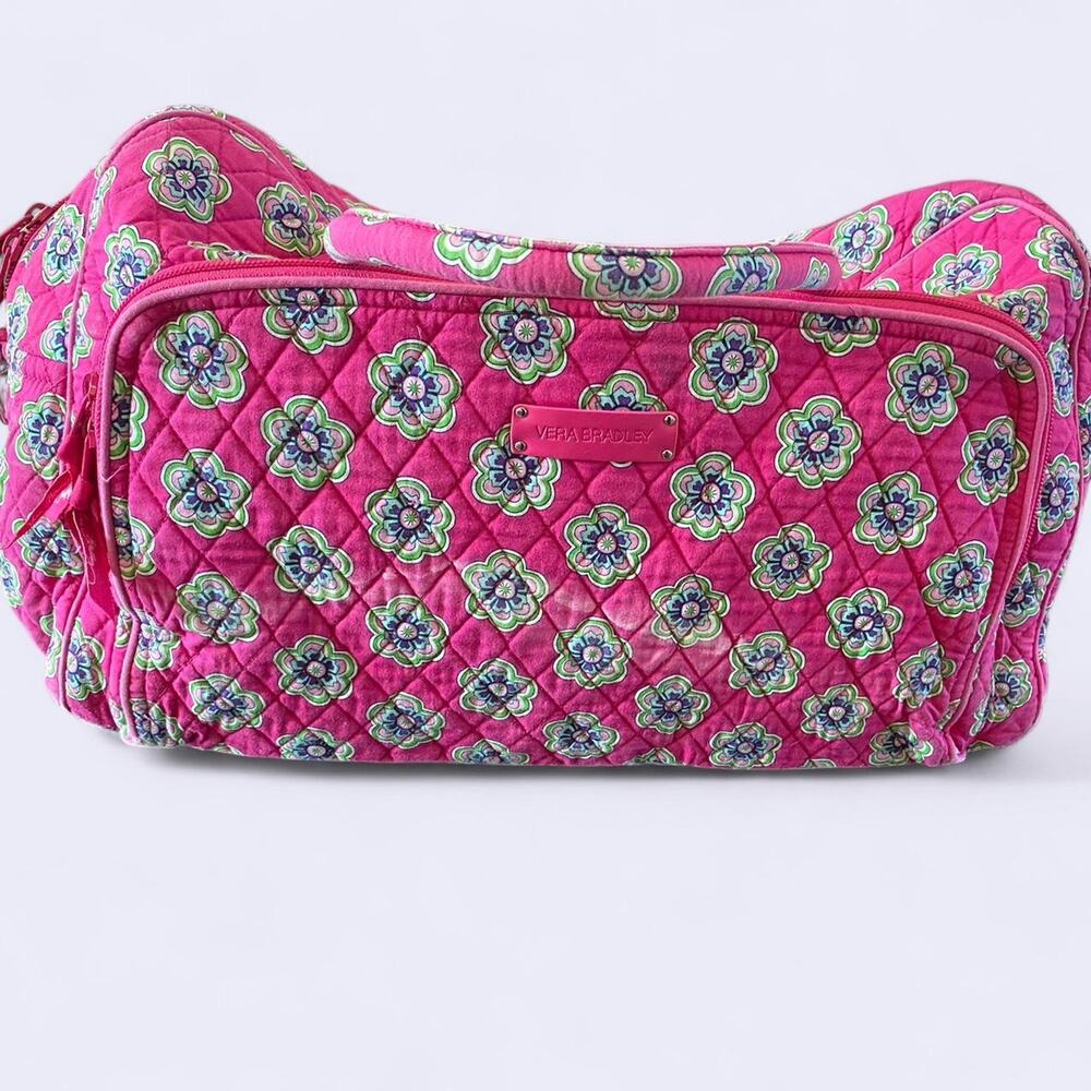Retired Vera Bradley Raspberry Fizz Grand Traveler Weekender Bag Pink Floral